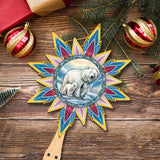 Decoración de madera para la punta del árbol de Navidad con forma de oso polar y cachorro, de G. Debrekht - Decoración navideña con animales salvajes - 89509