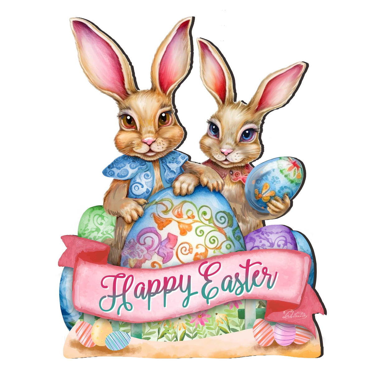 Easter Door Hanger, Easter Gift - Happy Easter Bunnies Easter Door Decor by G. DeBrekht - Easter Spring Decor - 8652782H