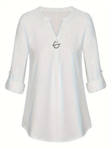 Women's Long Sleeved Simple And Versatile Casual Pearl Button Shirt - Lootquake