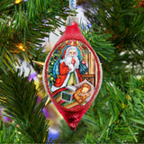 Christmas Night Glass Ornament by G. DeBrekht - Christmas Santa Snowman Decor - 757-025