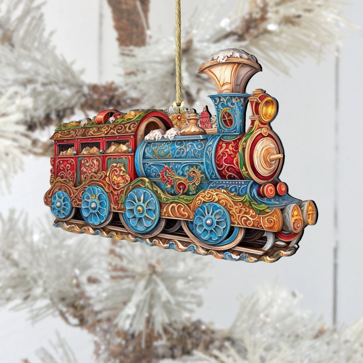 Christmas Train Wooden Ornaments by G. Debrekht - Christmas Decor - 8100198-3