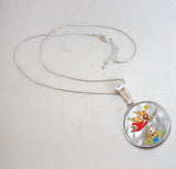 Collar de nácar bañado en plata con ángel vigilante - 43034