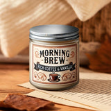 Morning Brew Rich Coffee & Vanilla Scented Candle, Hand-Poured Soy Wax, Single-Wick, Resin Jar with Glitter Embellishment, for Home Aromatherapy, Stress Relief, Decorative Gift for Holidays - Christmas, Easter, Thanksgiving,