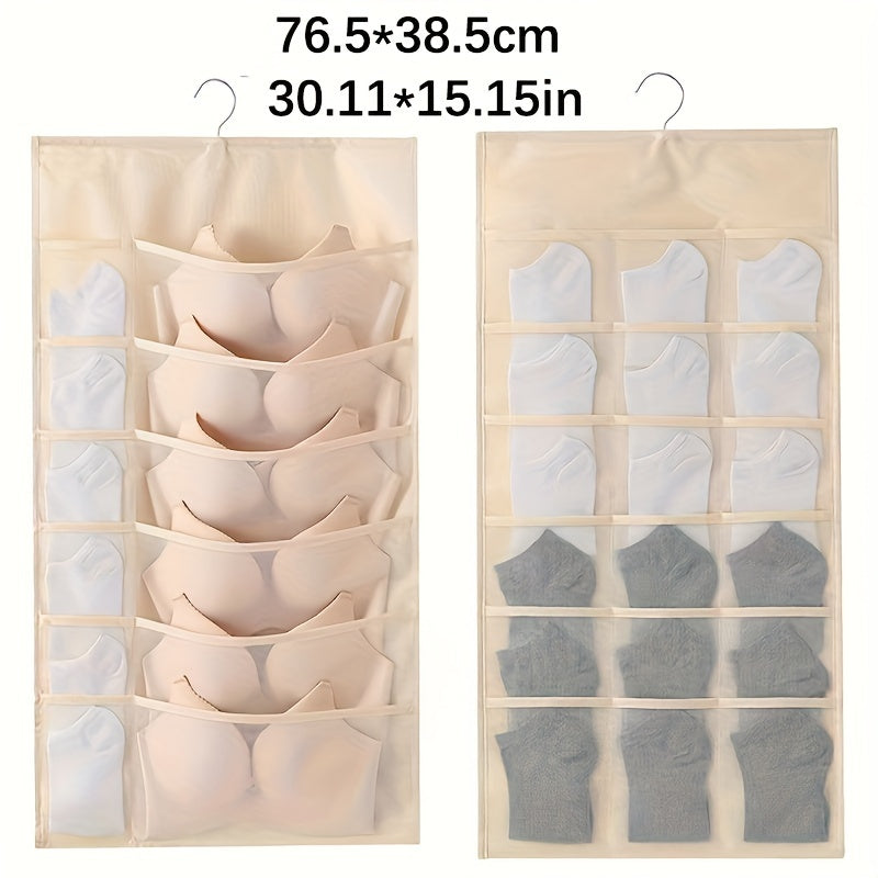 Sac de rangement pour sous-vêtements double face - Solution de rangement polyvalente pour lingerie et chaussettes, design compact et adapté aux voyages, avec fonction d'accrochage facile