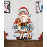 Decoración navideña para puerta con cervatillo navideño de G. DeBrekht - Decoración navideña con muñeco de nieve y Papá Noel - 8118081H