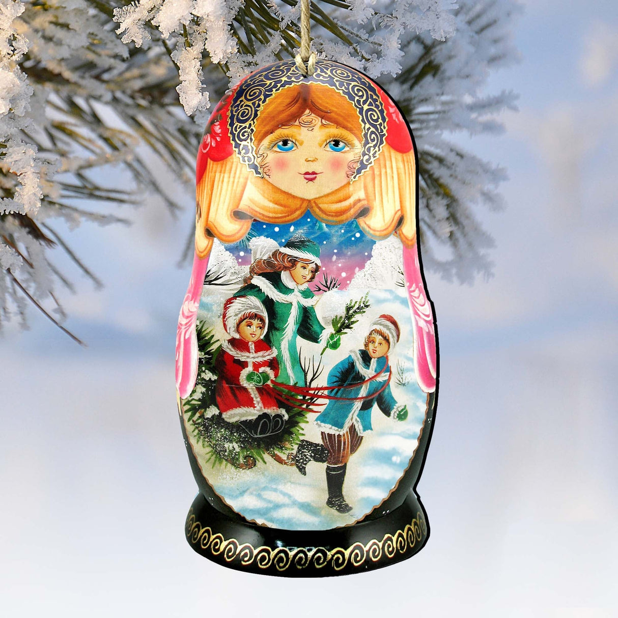 Children Play Matreshka Wooden Ornaments by G. DeBrekht - Christmas Decor - 8110762