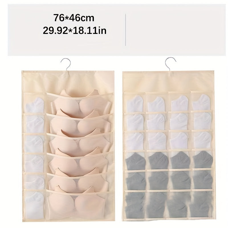 Sac de rangement pour sous-vêtements double face - Solution de rangement polyvalente pour lingerie et chaussettes, design compact et adapté aux voyages, avec fonction d'accrochage facile