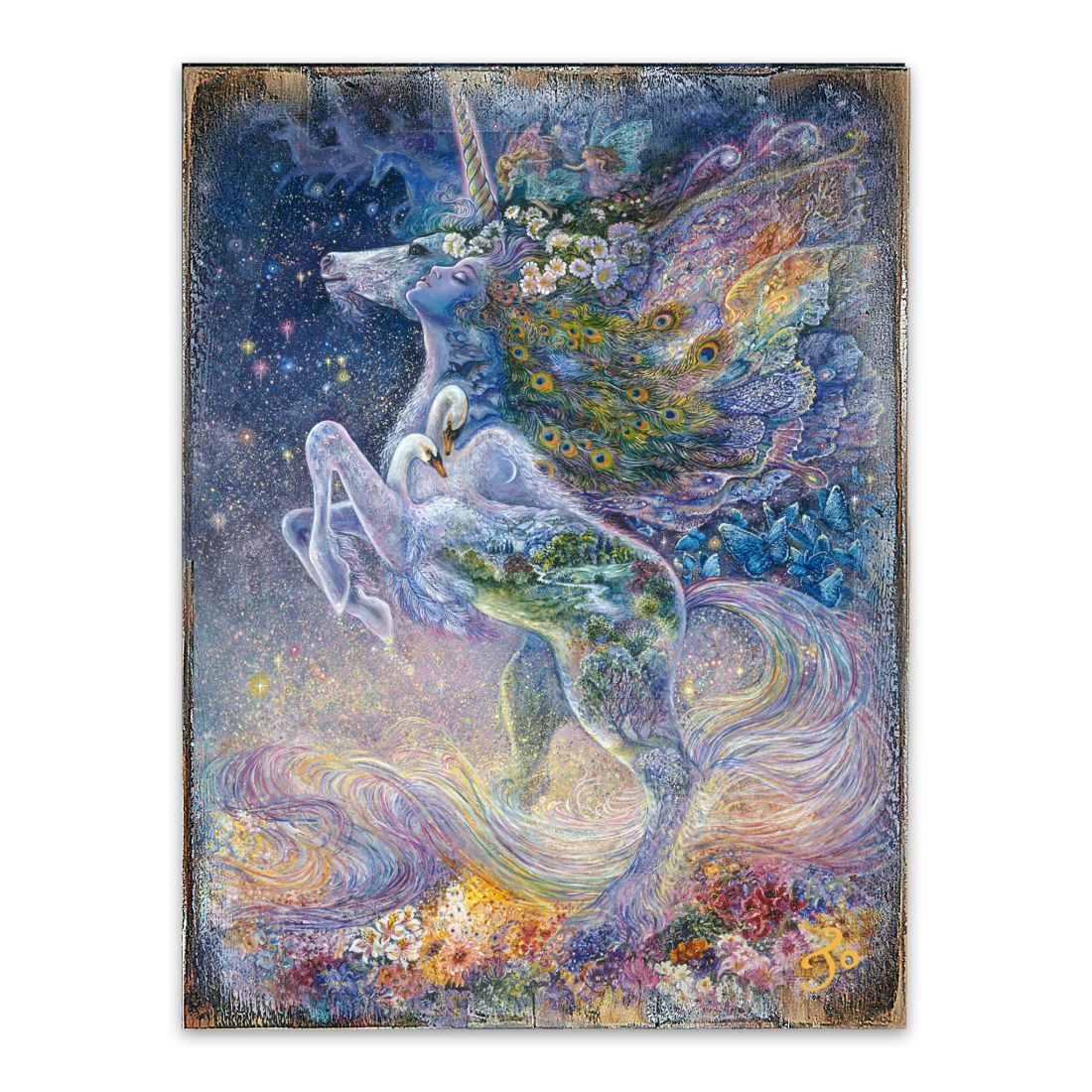 Arte mural de madera de fantasía "Alma de un unicornio" de Josephine Wall - Decoración de fantasía - 852128-JW