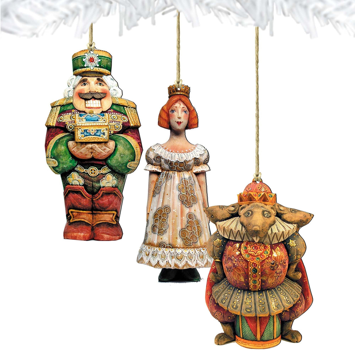 Nutcracker Wooden Ornaments Set of 3 by G. DeBrekht - Christmas Decor - 8100010S3