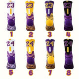 4 Pairs Of Men's Mid Crew #23/24 Sport Socks, Sweat-absorbing Comfy Breathable Socks For Men's Basketball Training, Running Outdoor Activities
