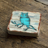 Owl Wooden Cork Coasters Gift Set of 4 by Nature Wonders - Nature Wildlife Decor  - 8198218-9C-S4