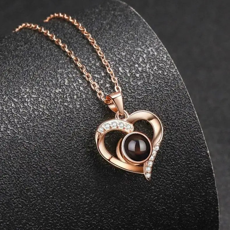 925 Silver Necklace Female Personality Projection Color Photo I Love You  Language Gifts - Lootquake