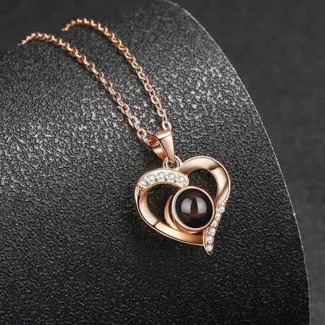 925 Silver Necklace Female Personality Projection Color Photo I Love You  Language Gifts - Lootquake