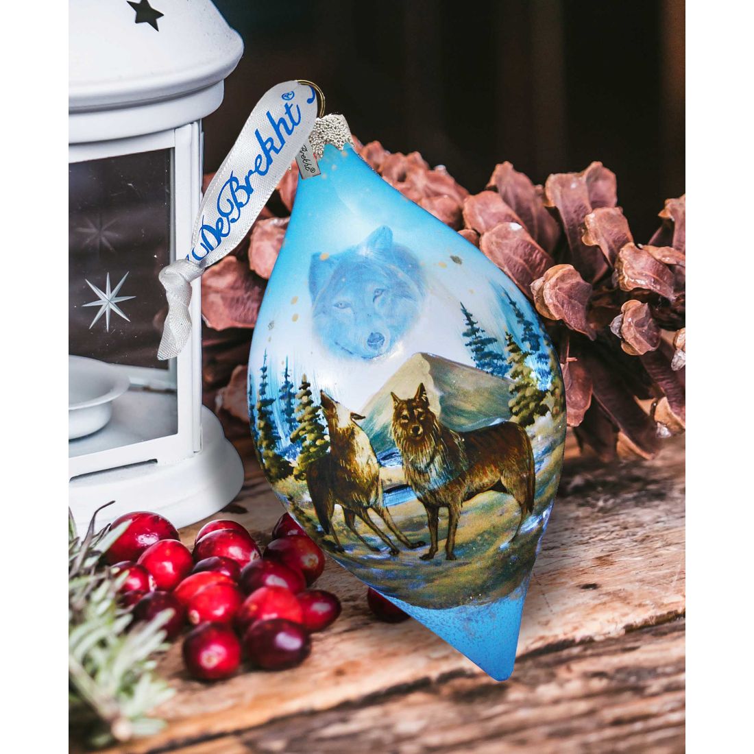 Winter Wolves Glass Ornament by G. DeBrekht - Wildlife Holiday Decor - 74173
