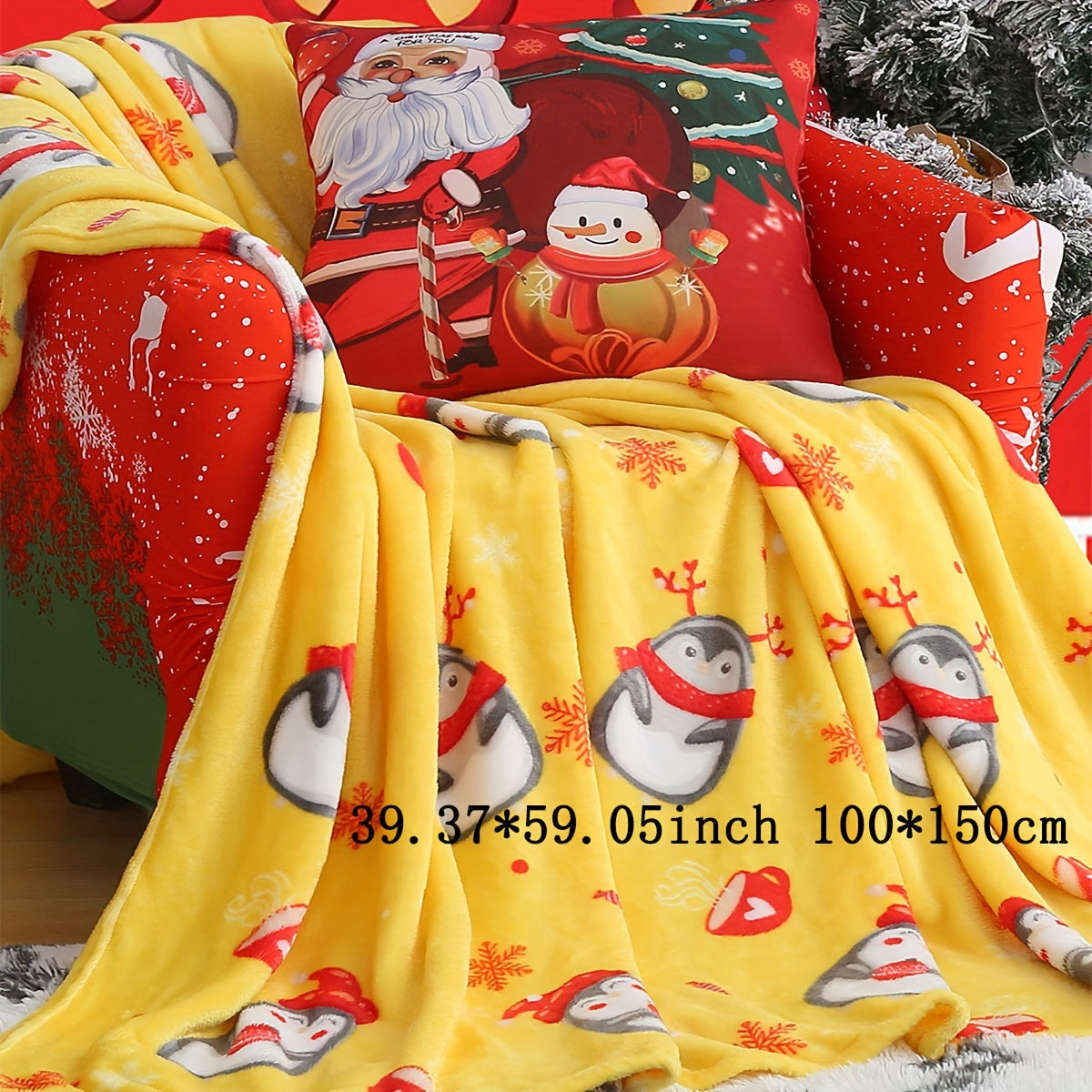 1 manta navideña de felpa, suave y cómoda, ideal para sofá, oficina, cama, camping, viajes, regalo de Navidad.