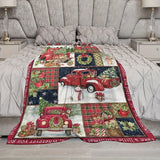 1pc Cozy Christmas Car Print Flannel Blanket - Ultra-Soft, Warm, and Lightweight Throw Blanket for Couch, Sofa, Office, Bed, Camping, and Travel - Multi-Purpose, All-Season Gift Blanket for Family and Friends with Versatile U