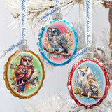 Wise Owls Mercury Glass Ornaments Set of 3 by G. Debrekht - Wildlife Holiday Decor - 770146S3