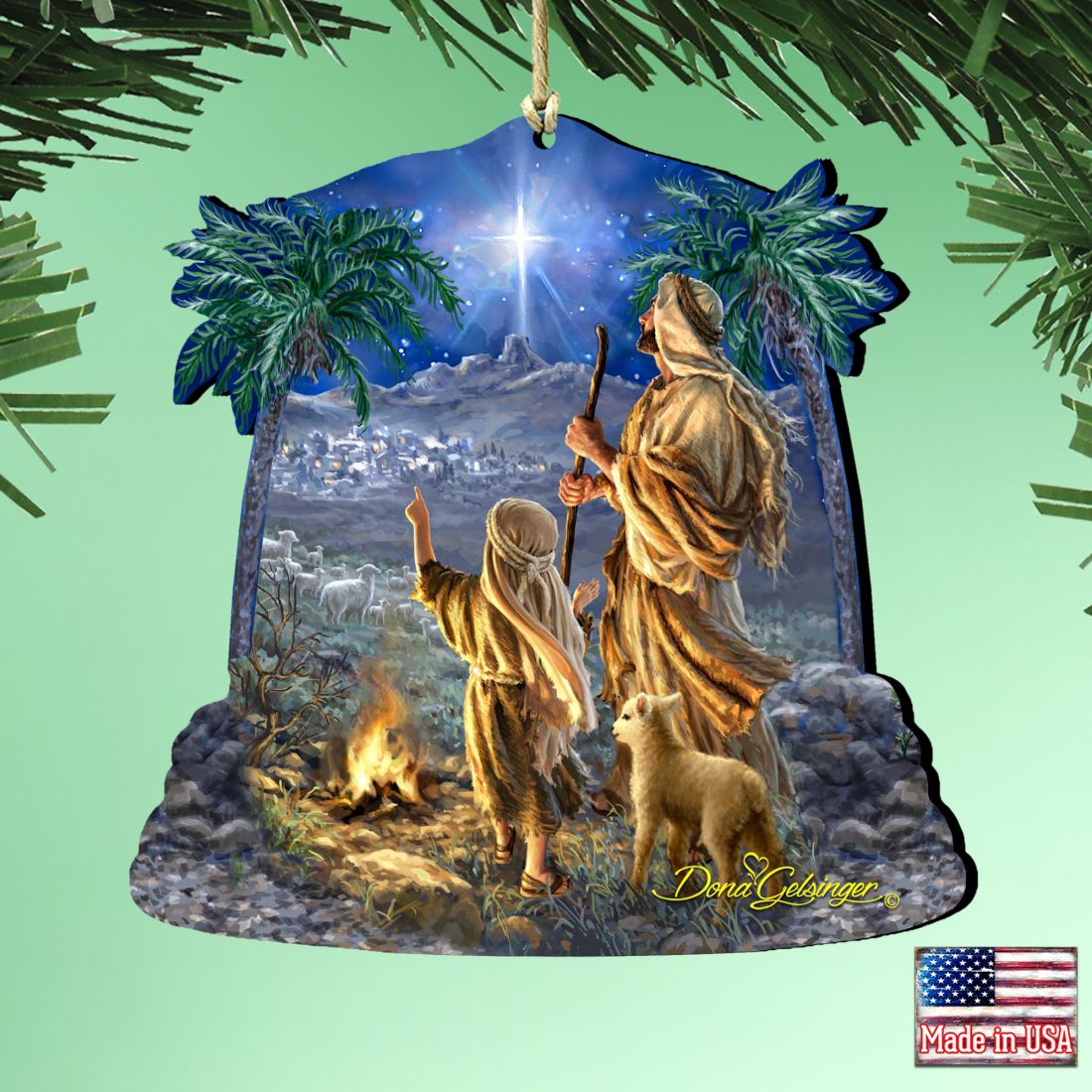 Shepherds Keeping Watch Wooden Ornaments by Gelsinger - Nativity Holiday Decor - 8161025-1838
