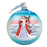 Santa With Owl Glass Ornament by G. DeBrekht - Christmas Santa Snowman Decor - 73314