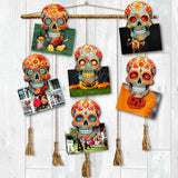 Adornos decorativos de madera con forma de calavera de azúcar (6 unidades) de G. Debrekht - Decoración de Halloween - 8090071C-S6
