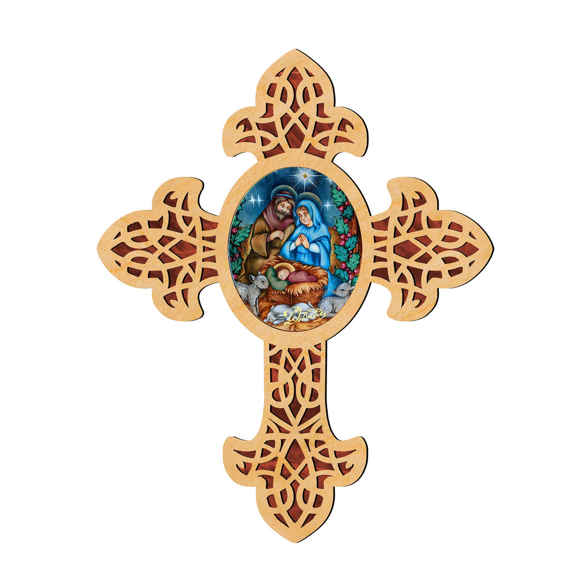 Cruz de madera puntiaguda de la Natividad del Pueblo de Museum Icons - Decoración inspiradora de iconos - 88389