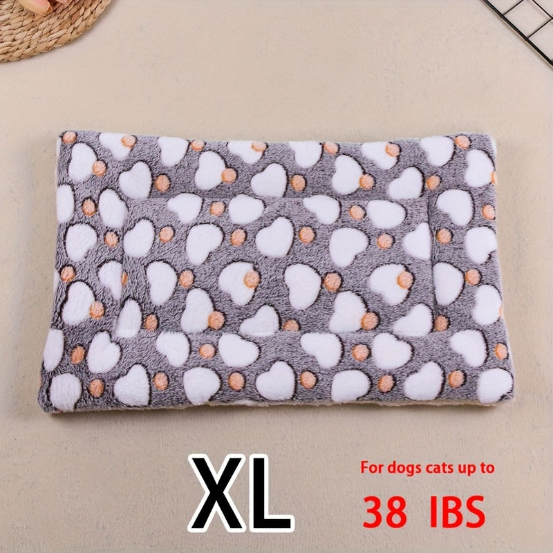 Manta rectangular para mascotas, resistente a la suciedad y para todas las estaciones - Cómoda cama con estampado de pata de perro y corazón (1 unidad)