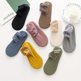 8 pares de calcetines de encaje en contraste, suaves, cómodos y antideslizantes hasta el tobillo, medias y calcetería para mujer.