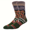 1/5 paires de chaussettes tendance pour homme, motif dessin animé Halloween Noël, respirantes, confortables et décontractées, unisexes, pour l'extérieur, toutes saisons, style urbain