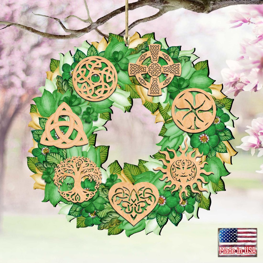 Irish Celtic Wreath Wooden Ornaments by G. DeBrekht - Celtic Decor - 8185319