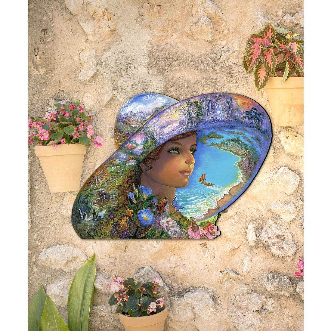 Decoración costera para exteriores "Sombrero de lugares atemporales" de Josephine Wall - Decoración costera con vida marina - 845616F-JW