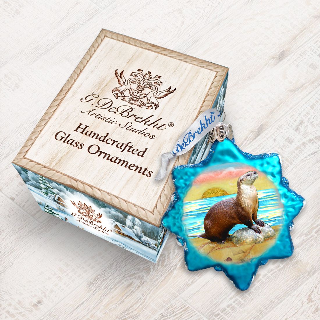 Sea Otter Mercury Glass Ornament by G. DeBrekht - Coastal Holiday Decor - 777377