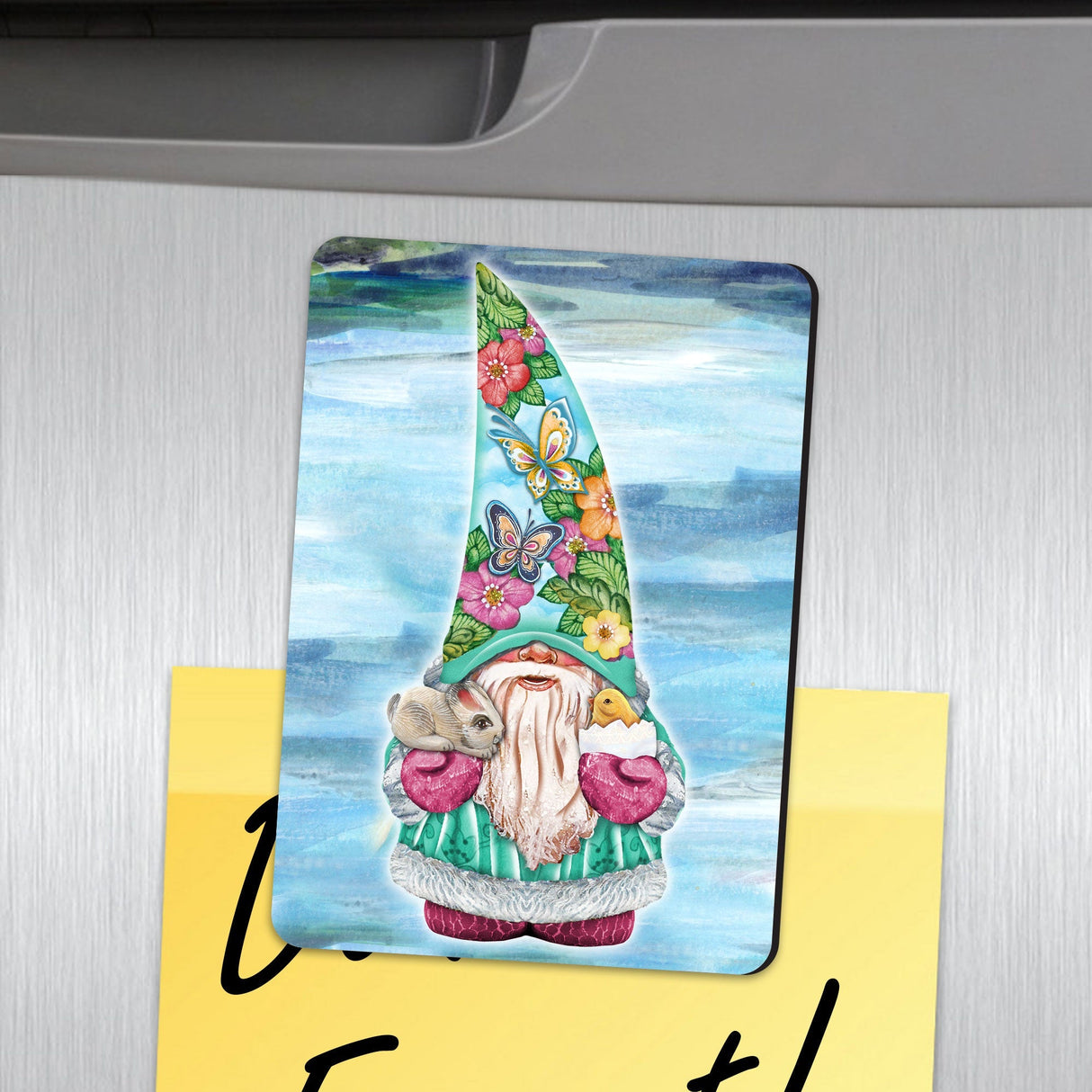 Spring Gnome Refrigerator Wooden Magnets Set of 3