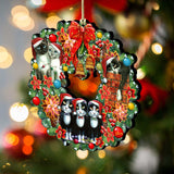 Christmas Friends Kitty Wreath Wooden Ornaments by G. DeBrekht - Pets Dog and Cats Decor - 8185307-5-SL