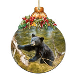 Black Bear Cubs in Alaskan Woods Wooden Ornaments by G.Debrekht - Wildlife Holiday Decor - 870038