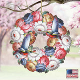 Birdy Floral Wreath Wooden Ornaments by G. DeBrekht - Easter Spring Decor - 8185312