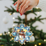 Happy Snowman Snowflake Wooden Ornaments Set of 3 by G. Debrekht - Christmas Decor - 8090149-S3