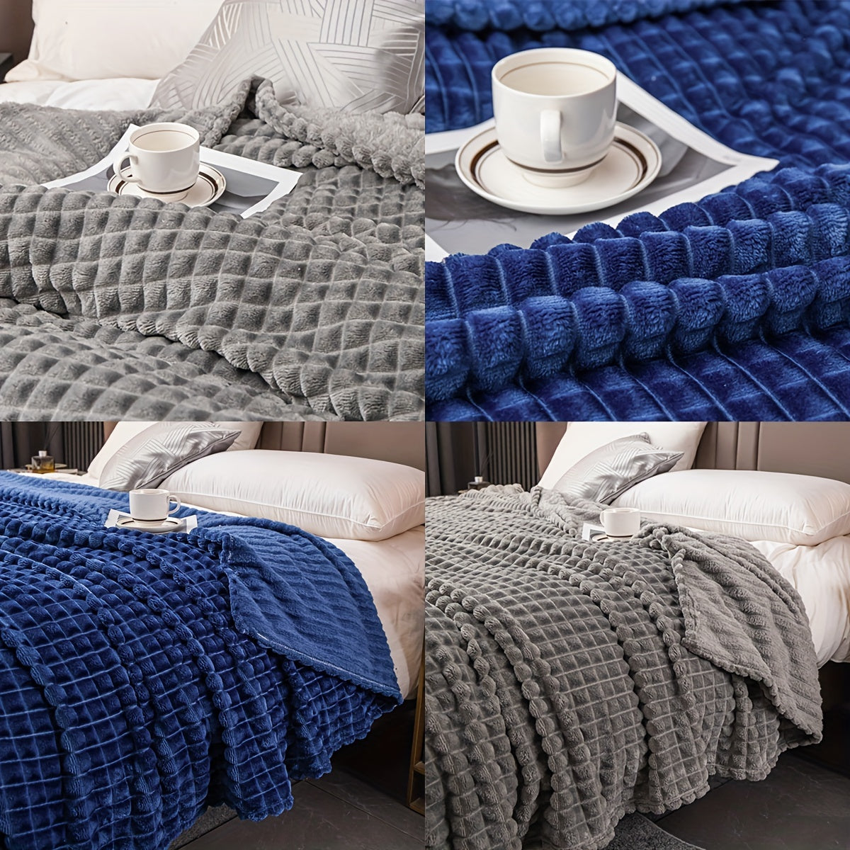 1pc Blanket Flannel/thick Blanket/grey/khaki/royal Blue/white/dark Gray/burgundy/beige/dark Brown/Silvery Gray/taro Purple/green/bedroom/guest Room/living Room/student Dormitory /car/sofa/travel Cute Multifunctional Blanket