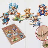 Aviator Teddy Bear Decorative Wooden Clip-on Ornaments of 6 by G. Debrekht - Christmas Decor - 8090010C-S6