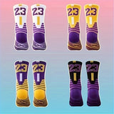4 Pairs Of Men's Mid Crew #23/24 Sport Socks, Sweat-absorbing Comfy Breathable Socks For Men's Basketball Training, Running Outdoor Activities