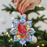 Cardinal Snowflake Wooden Ornaments by G. Debrekht - Nature Wildlife Decor - 8688411