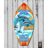 Dolphins Surfboard Coastal Door Decor by G. DeBrekht - Coastal Holiday Decor - 8114070H
