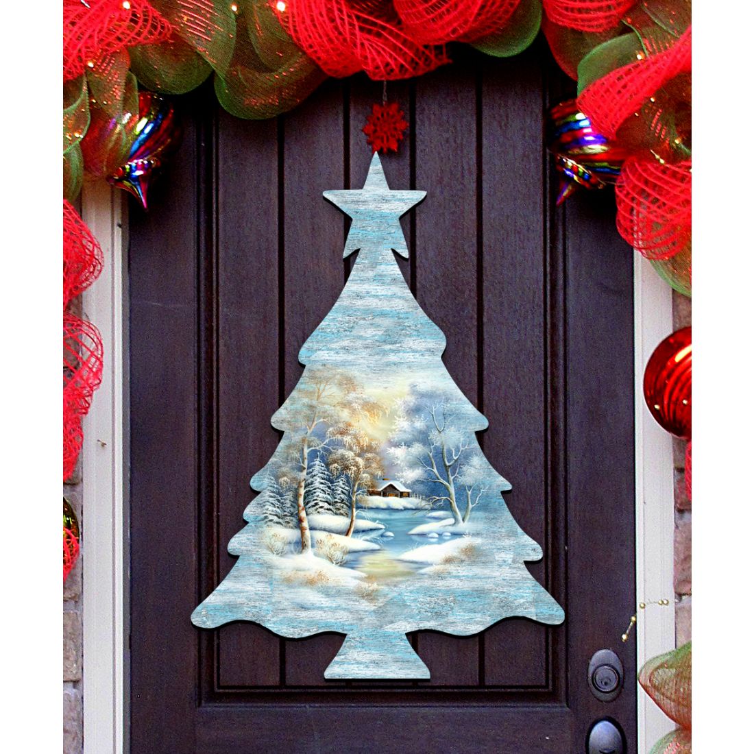 Decoración de puerta con árbol de invierno y fauna silvestre - G. DeBrekht - Decoración navideña con fauna silvestre - 8198812H