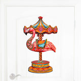 Pink Flamingo Carousel Holiday Door Decor by G. Debrekht - Love Kids Family Decor - 8652752H