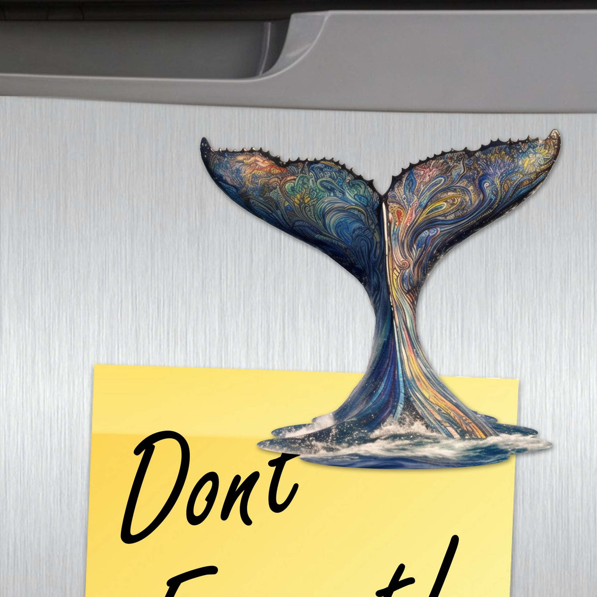 Juego de 6 imanes decorativos de madera "Historias de ballenas vibrantes" de G. Debrekht - Decoración costera con vida silvestre - 8090104G-S6