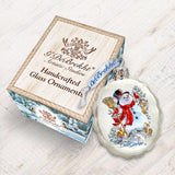 Adorno de vidrio de mercurio "Amigos del Bosque Escarchado" de D. Gelsinger - Decoración navideña de Papá Noel y muñeco de nieve - 778102-1624