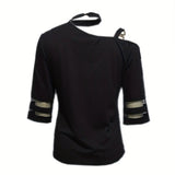Ladies' Irregular Collar Solid Color Hanging Neck Fashion Off Shoulder Top - Lootquake