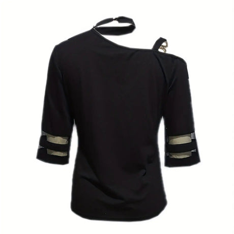 Ladies' Irregular Collar Solid Color Hanging Neck Fashion Off Shoulder Top - Lootquake
