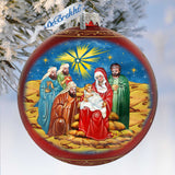 Adorno de cristal grande de la Sagrada Familia y los Reyes Magos en rojo de G.DeBrekht - Decoración navideña - 73920R
