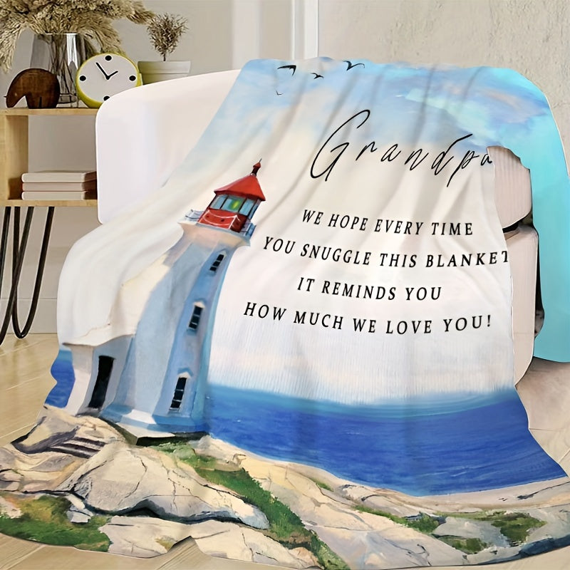 Cozy Grandpa's Delight Flannel Throw Blanket - Ultra-Soft, Warm, and Hypoallergenic for Snuggling Up on Couch, Bed, Office, or Travel - Perfect Birthday Gift Idea for Him
