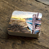 Beach Boat Coastal Wooden Cork Coasters Gift Set of 4 by Nature Wonders - Coastal Sea-Life Decor - 95271C-S4